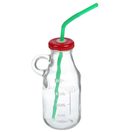 Glass bottle with a lid and a tube, 200 ml, 7.5 × 6 × 14.5 cm, color mix-9