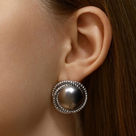 Earrings Metal "Aesthetics" Freesia, Color silver-3