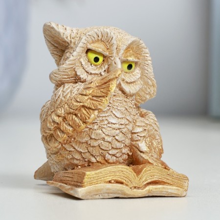 Figure "Owl for reading" Beige, 6x5cm-1