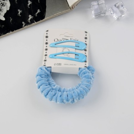 Hair set "Gloria Tenderness" (2 gum 5.5 cm, 2 invisibility 5 cm) blue