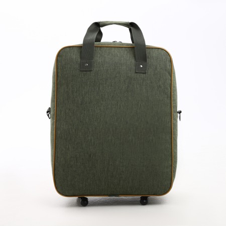 Road bag on wheels, lightning department, 3 outer pockets, long belt, green color-1