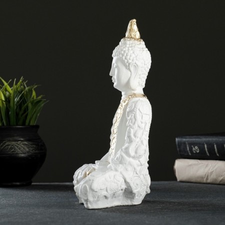 Figure "Buddha Small" 16x9x23cm white-gold-1