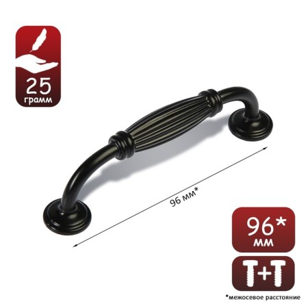 The tundra handle PC176BL, m/o 96 mm, black color, 4 pcs TMP