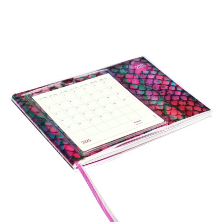 The weekly dated 2025, Escalada "Snake", 180 x 127 mm, soft cover, PVC, 64 sheets, pancake embossing, block 70, raspberry-2