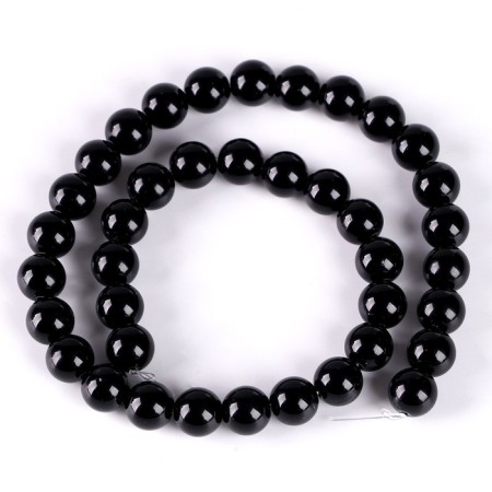 Beads made of natural stone "Black Agat" set 36 pcs., Size 1 pc. - 10 mm-4