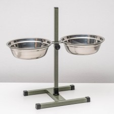Stand with bowls, 2 x 2.5 l, height 60 cm, collapsible, green