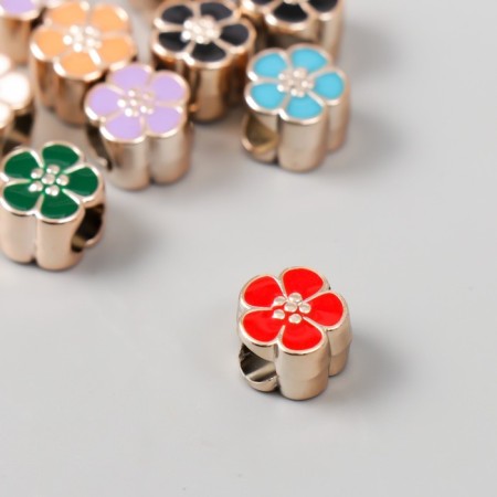Beads for creativity plastic "Flower Bright middle" mix set 10 pcs 1.1x1 cm-2
