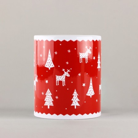 New Year's ceramic "New Year's pattern" mug, 320 ml, white color-1