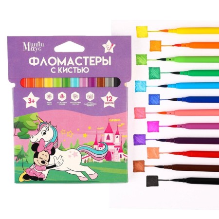 Fleeters with a brush, 12 colors, Minnie Mouse and Unicorn-6