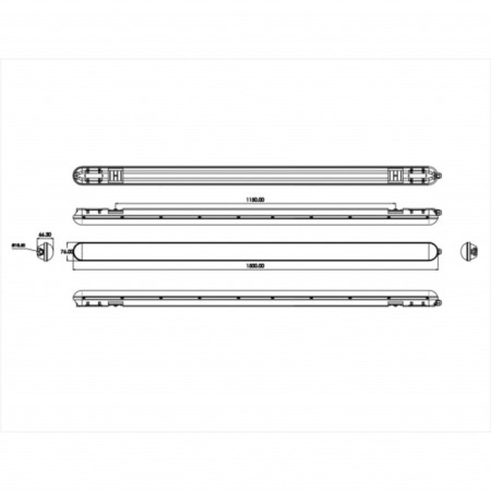 Linear LED lamp ERA SPP-2, 1500x66x66 mm, IP65, 66W, 8050lm, 6500k, gray-1