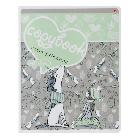 Notebook of 48 sheets in the “Girl and Unicorn” cage, covered cardboard, matte lamination Soft Touch, mix-5