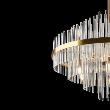Suspended lamp 60W, 9XE14, 66x60 cm, brass-7