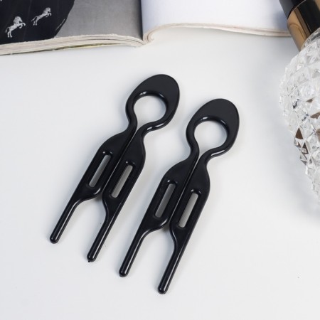 Hair hairpin "Berta" (set 2 pcs) 9x2 cm, black-2