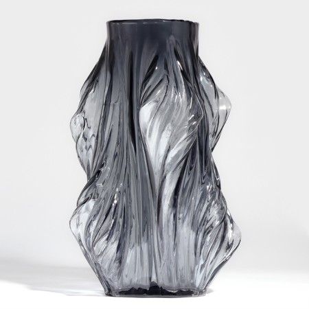 Vase for Flowers "Lucia" from transparent black glass 26.5 x 8 x 8 cm