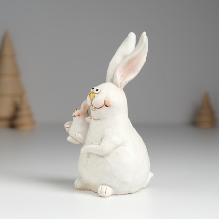 Souvenir Polystone "Rabbit White Fatty with Rabbit on the paws" 5.5x5x11.5 cm cm cm-2