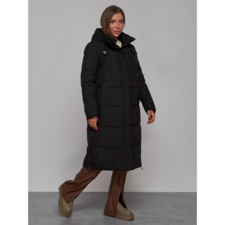Coat insulated winter female, size 48, black color-2