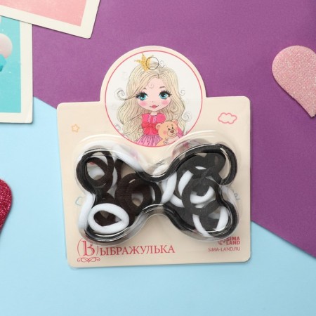 Hair gum "Carousel" (set 30 pcs ± 2) 2 cm, black white