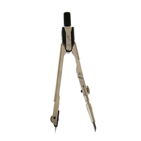 Steel compass for high school and students Globus Technica, nickelled, brass pencil insert, 125 mm