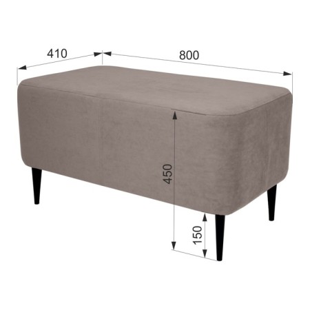 Pouffer "Muse 800", 410 × 800 × 450 mm, velor, coffee color-1
