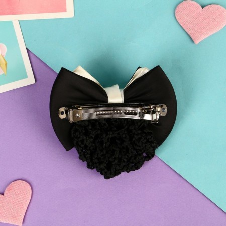 Hair machine "Bow" with a mesh for a bundle, D-10 cm, cream-1