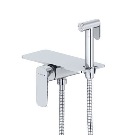 Hidden installation mixer with hygienic shower Iddis Axes, shelf, glossy chrome
