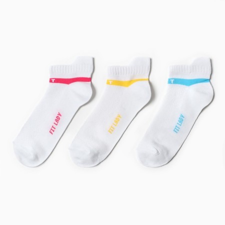 Set of female socks (3 pairs), white color, size 23-25