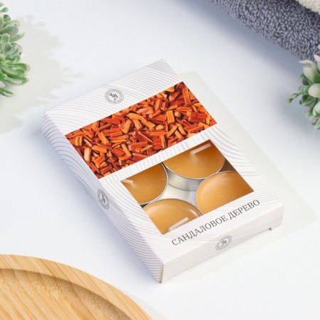 A set of tea candles flavored "sandalwood" in a gift box, 6 pcs-4