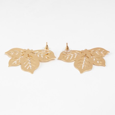 Earrings Metal "Style" sheet, maple, color gold-2