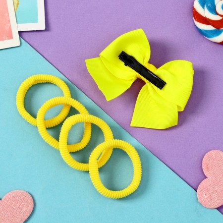 Hair set "Baby" (4 elastic bands, 1 clamp) yellow-2
