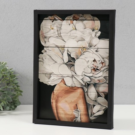 Open "white peonies" 5 hooks, 23x32 cm-1