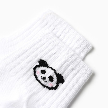 Women's socks shortened "Panda", white color, rr 23-25-1