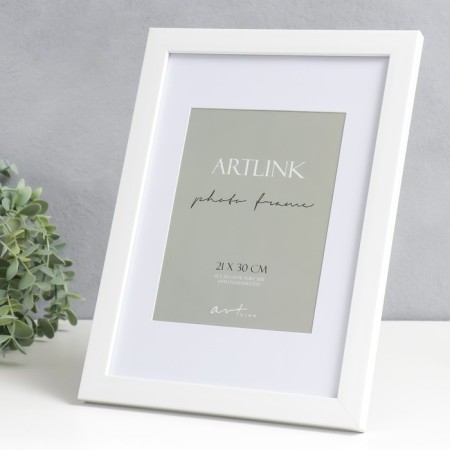 Photo frame Plastic "Gloria" 21x30 cm, with a paspartu, white-1