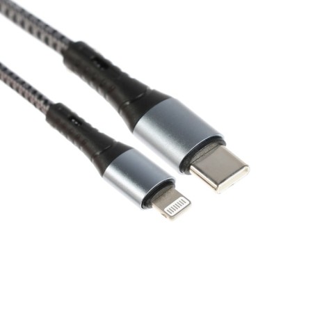 Type -C cable - Lightning, 3 A, 66 W, fast charging, fabric braid, 1 meter, gray