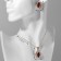 Set 2 objects: earrings, pendant "Edel" trio almonds, red-white color in gold, 50 cm
