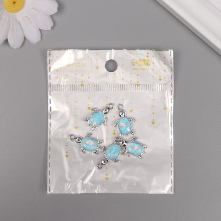 Decor for creativity Metal "Turtle" silver, blue 2.2x1.4x0.5 cm-3