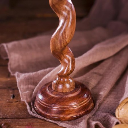 Spiral's candlestick wood 8x8x24 cm-4