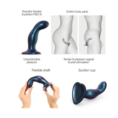 Fallomitator Strap-on-me Dildo Plug Snaky Blue metallic M, 16.5 cm-1