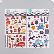 Plastic/Fireman Plastic sticker with sparkles mix 14x25 cm
