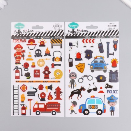 Plastic/Fireman Plastic sticker with sparkles mix 14x25 cm