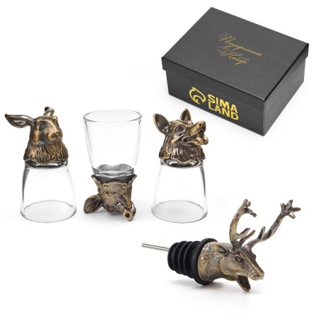 Gift set 4 in 1 "Hunter": 3 piles for vodka 30 ml, dispenser