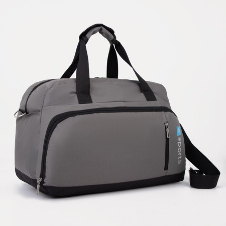 Sports bag with lightning, 2 external pockets, average size, color gray