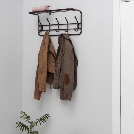 Wall hanger with a shelf for 5 hooks, 60 × 22 × 26.5 cm, color copper antik-3