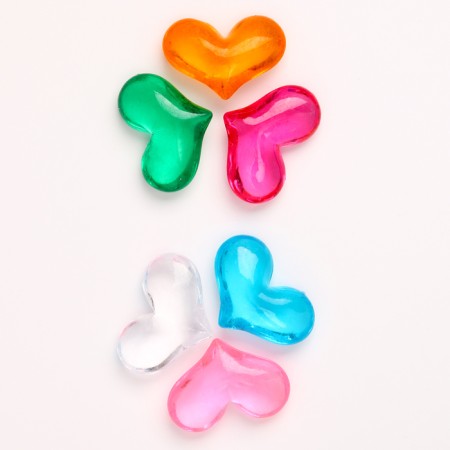 Plastic decorative hearts, set 25 pcs., Size 1 pc. - 3 × 3.5 cm, color mix-4
