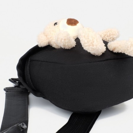 Bag over the shoulder, baby with a toy, black color, 12x7x20 cm-3