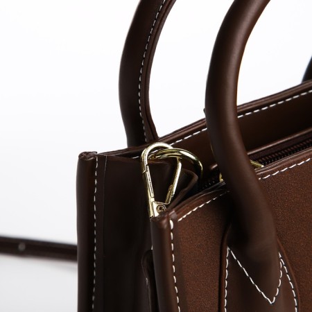 Bag Women's Tout with zipper, brown color-4