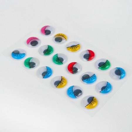 Eyes with glue -based cilia, set of 18 pcs., Size: 2 cm-1