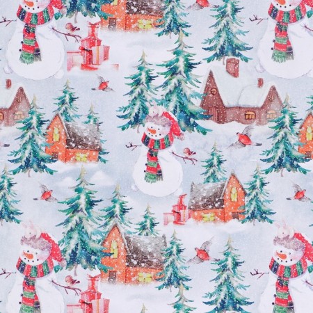 Paper packing glossy double -sided "Winter village", 50 x 70 cm, New Year-4