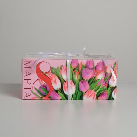 Capcake box, confectionery packaging, 6 cells “since March 8”, 23 x 16 x 10 cm-1