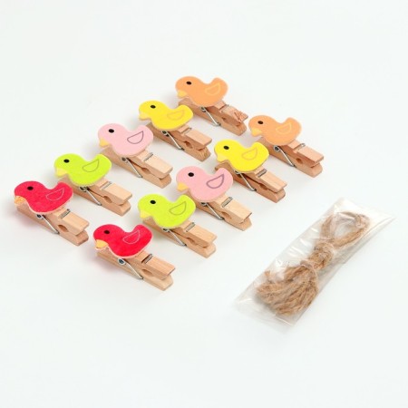Decorative clothespins with a rope for the suspension "Ducks" set 10 pcs. - 1, 5 × 12 × 14 cm-2
