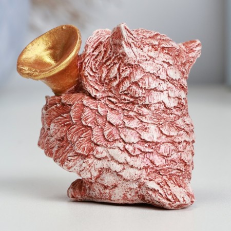 Figure "Owl with saxophone" Red-brown, 5x5x5cm-2